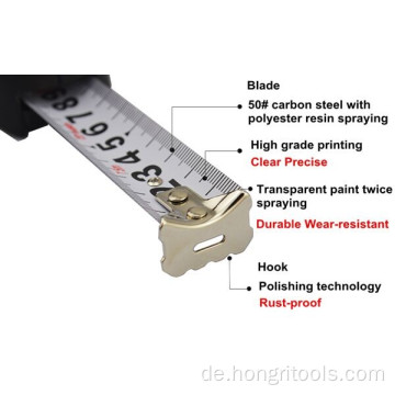 Rotes schwarzes Auto-Lock-Maßband mit Nylon-Blat